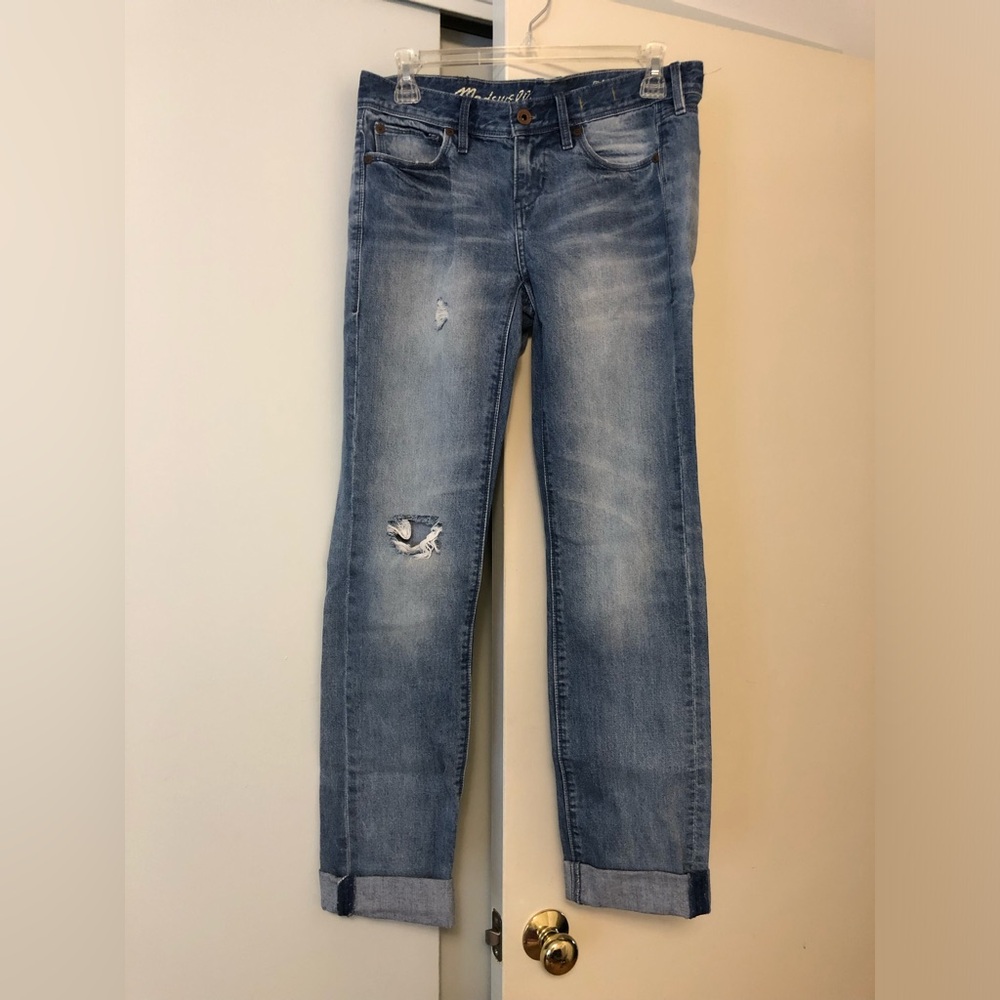 Madewell straight leg jeans, distressed, perfect condition